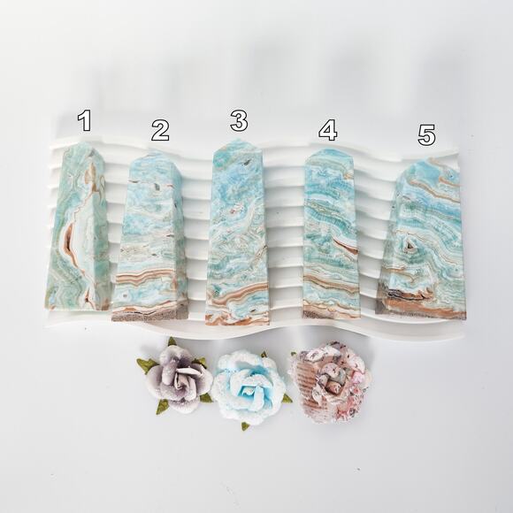 Blue Aragonite Tower Point Communication Crystal - Picture 6 of 8